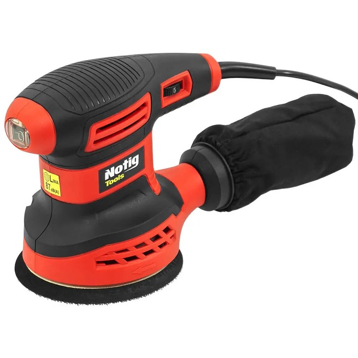 Slefuitor orbital Notig N4240, 125mm, 350W, sistem colectare praf, 230V, negru/rosu
