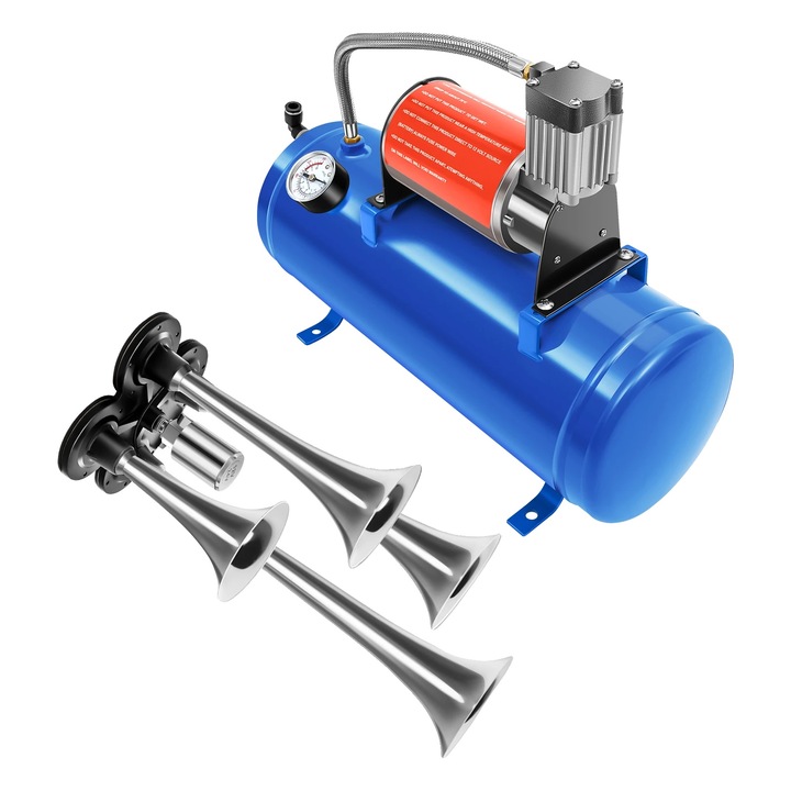 Compresor de aer portabil, 150 PSI, 6L, albastru, 46x20.5x24cm