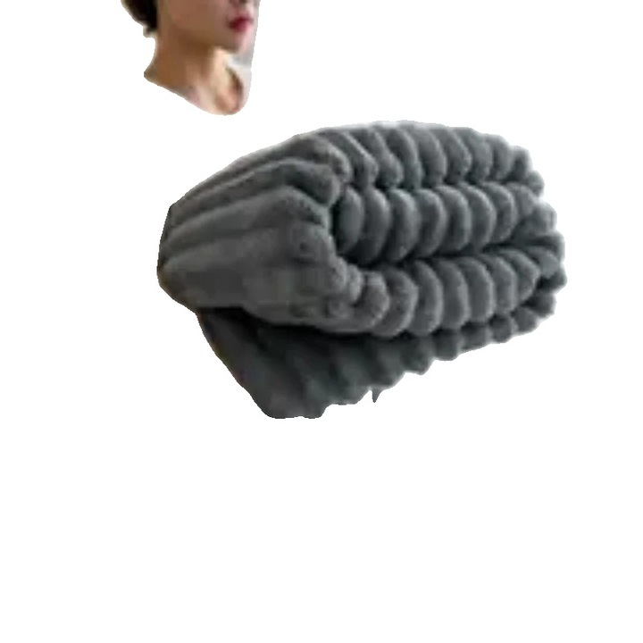 Patura fleece, 150x200cm, gri, design portabil