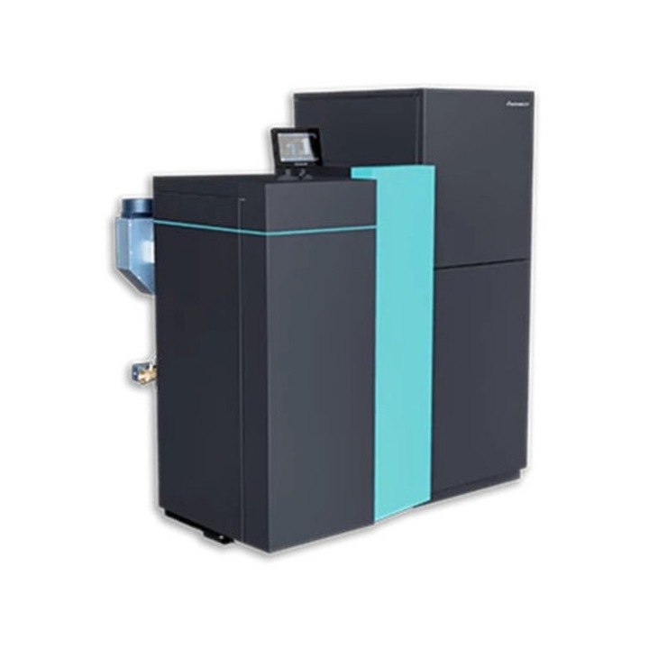 Cazan pe peleti Centrometal PelTec 36 kW, eficiente energetice A+, automatizare înaltă, 1160x1485x1560mm