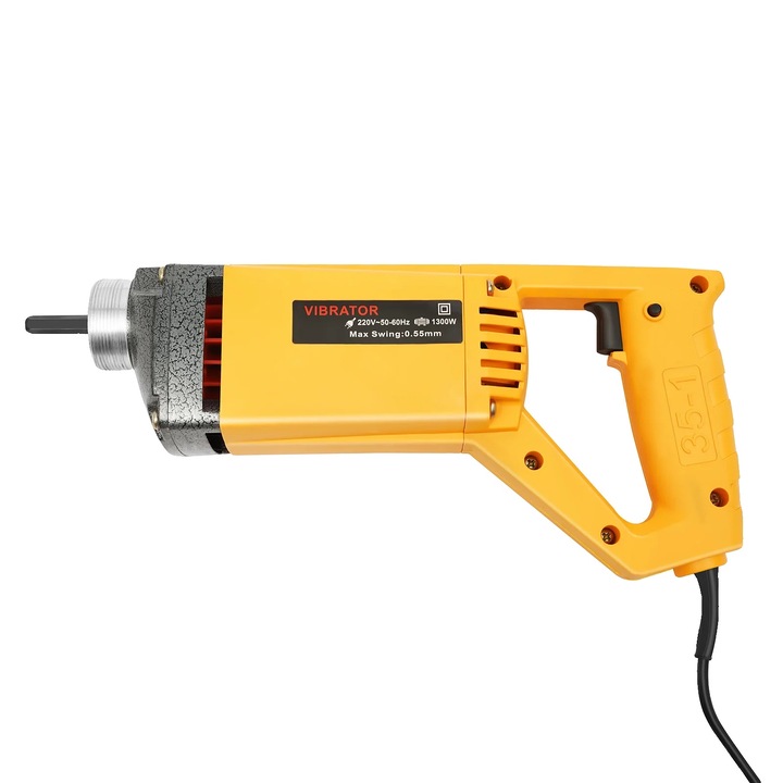 Betonvibrátor, 1300W, hőelvezető design, sárga, 2m x 35mm