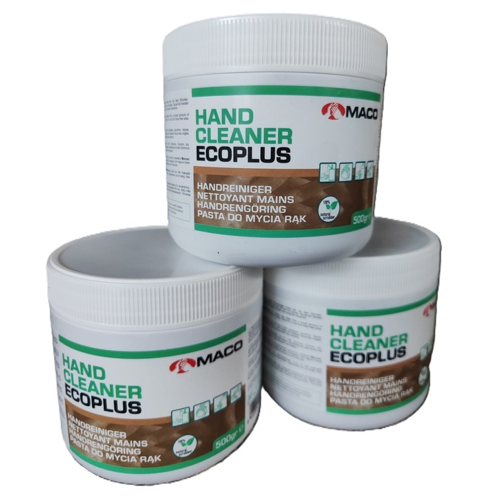 Set de soluție degresantă pentru mâini, MACO, Hand Cleaner Ecoplus, 3 buc x 500 grame, prietenos cu pielea