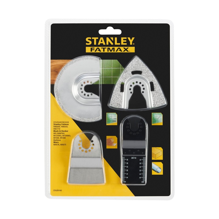 Set 4 Accesorii Stanley Fatmax pentru Multifunctionala Oscilanta, Universal, Taiere