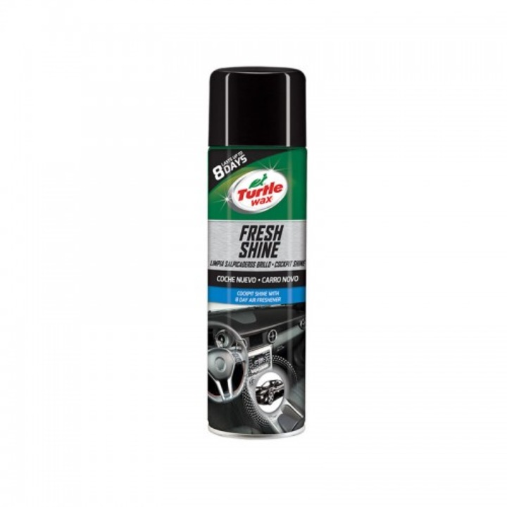 Spray silicon bord Turtle Wax New Car Fresh Shine 500ml, protecție UV, curățare eficientă