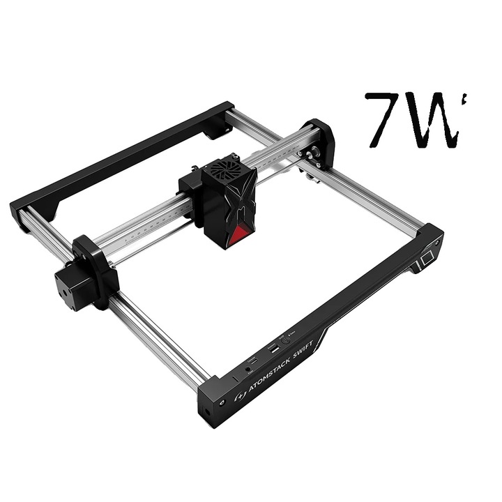Gravator laser, Swift Black 7W, 12W putere, 49.5x24.5x12cm, taiere si gravare lemn, piele, acrilic