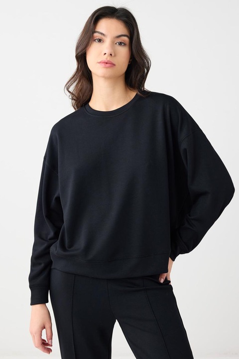 JIMMY KEY, Bluza de trening din amestec de modal cu maneci cazute, Negru