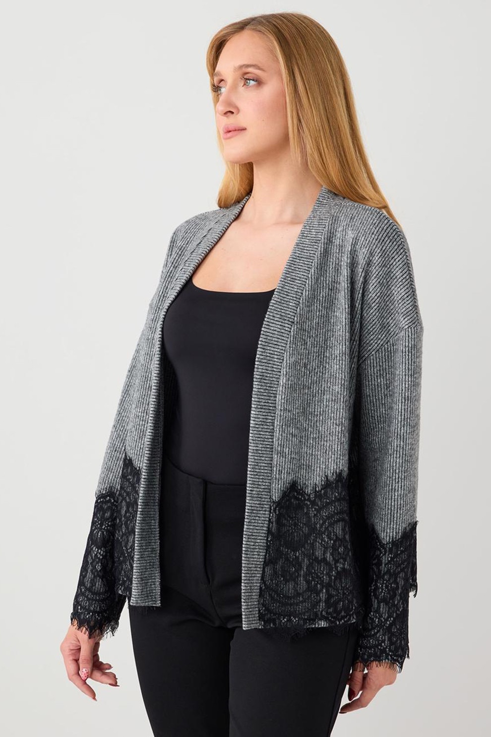 NEXT, Cardigan de dantela, fara inchidere, Negru, S - eMAG.ro