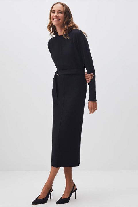 JIMMY KEY, Rochie midi cu maneci liliac, Negru