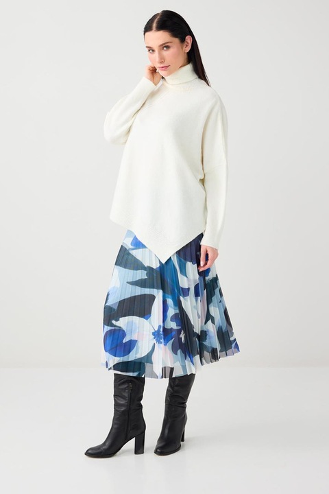 JIMMY KEY, Fusta midi plisata, Albastru inchis/Albastru royal/Alb optic