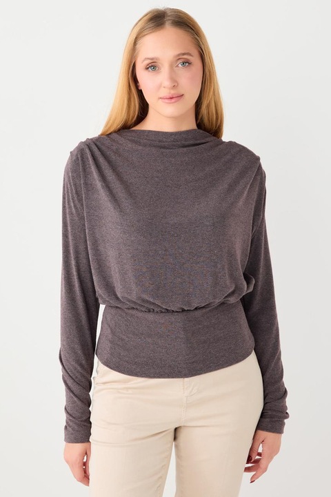 JIMMY KEY, Bluza cu detalii drapate, Maro inchis