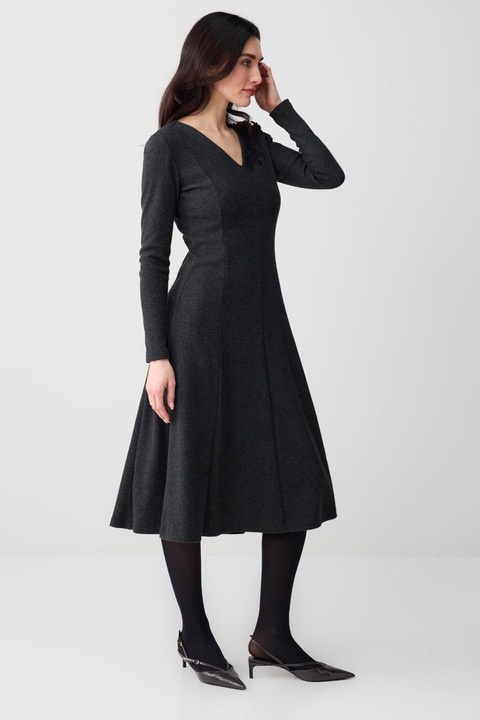 JIMMY KEY, Rochie evazata cu decolteu in V, Gri antracit