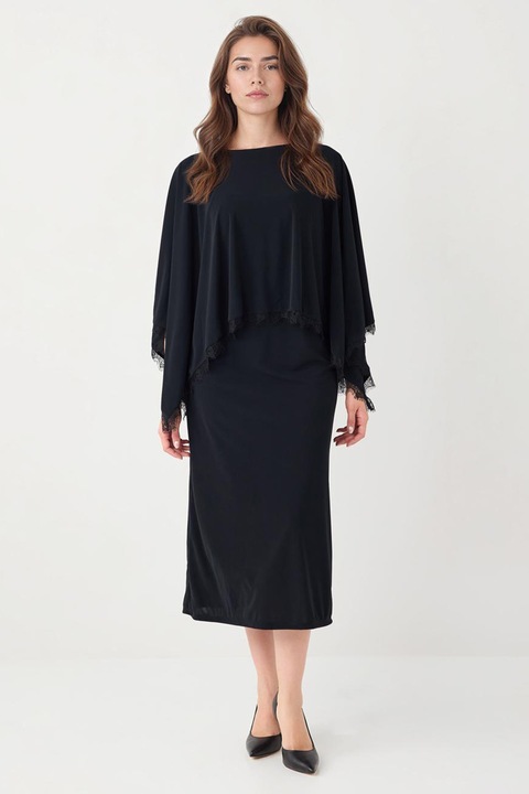 JIMMY KEY, Rochie-capa cu detalii din dantela, Negru