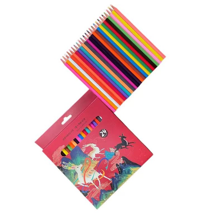 Creioane colorate set 24 culori, preascutite, durabile, multicolor