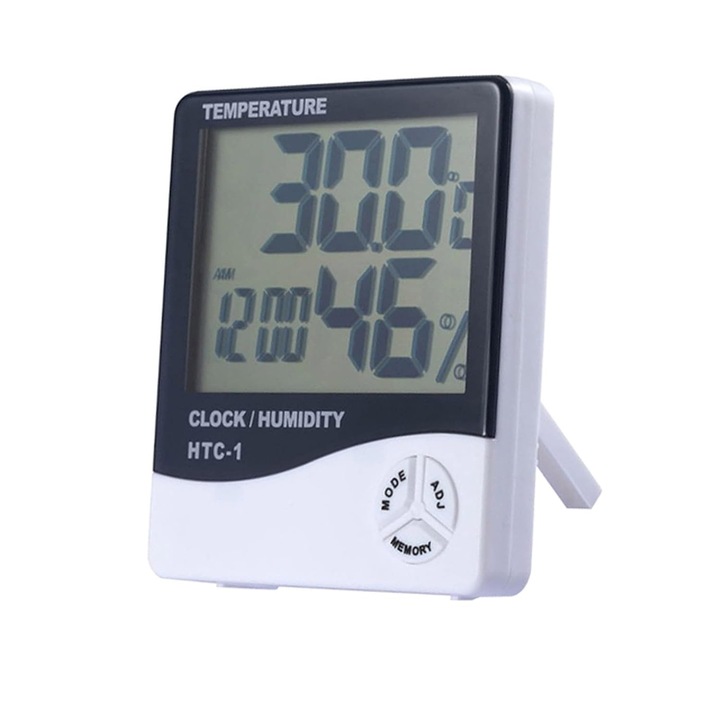 Termometru digital SuooTci, masurare temperatura si umiditate, LCD, 100g, 10x15x22cm