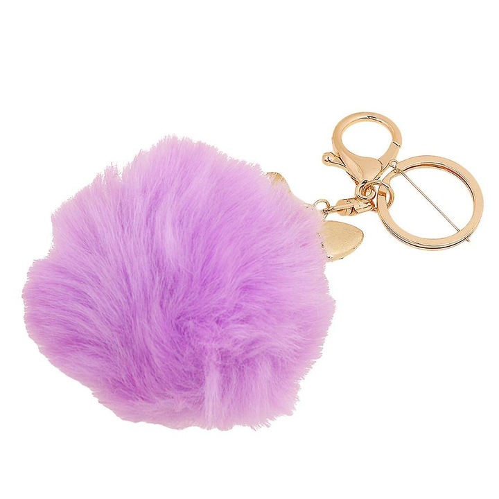 Kulcstartó hangulatjellel és párnával, lila, 8x8x6cm, 1 darabos szett