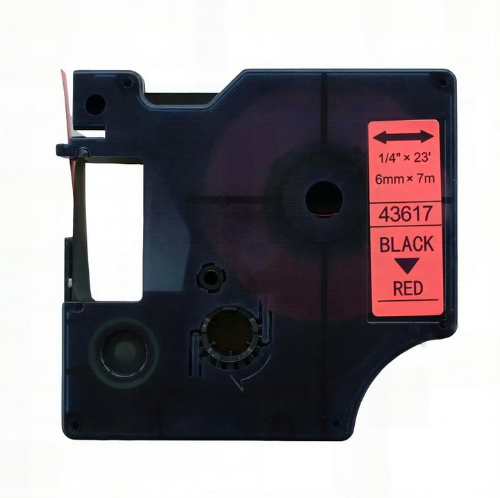 Banda etichete compatibila Dymo 43617 6mm negru pe rosu