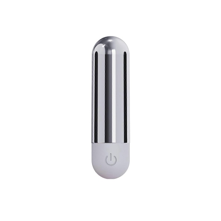 Vibrator multifunctional pentru corp/ochi, 10 moduri, impermeabil, portabil, 8x2.15x2.15cm, argintiu/alb