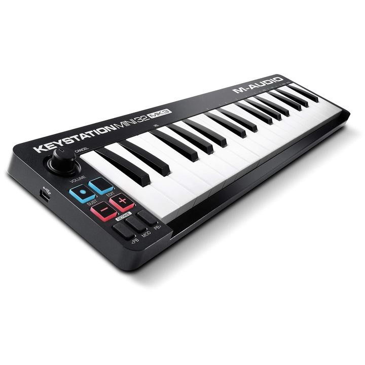 Controller de tastatură M-AUDIO Keystation Mini 32, USB MIDI, 17, 68x5, 47x2, 32cm, ultraportabil