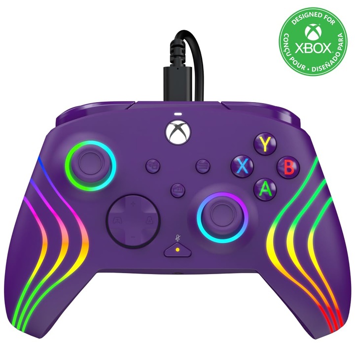 Gamepad PDP Afterglow Wave cu fir, violet, 7x6x3cm