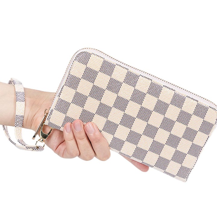 Portofel lung dama, cafea, 21x2x12cm, din piele PU, cu fermoar