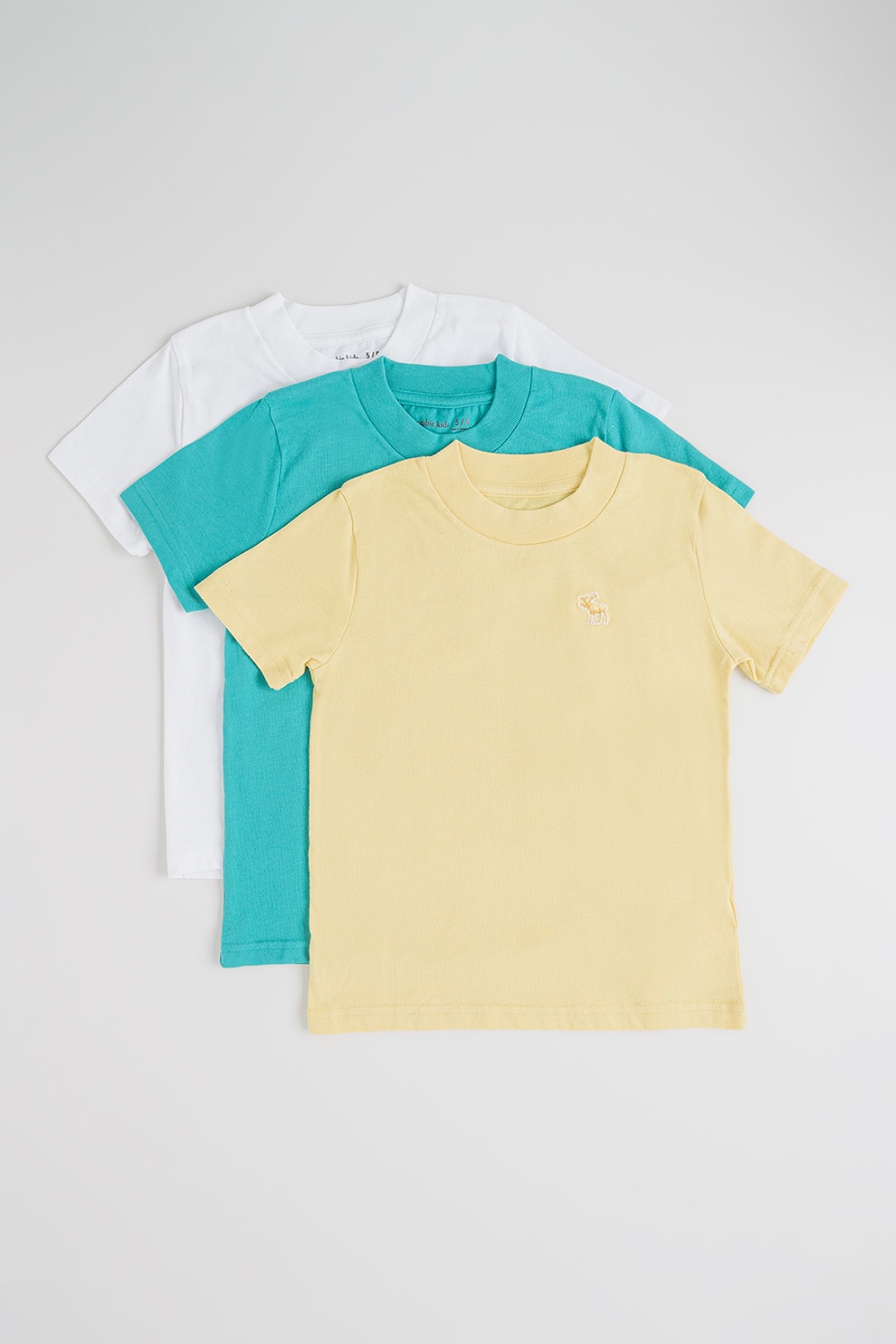 Abercrombie & Fitch, Set de tricouri din amestec de bumbac - 3 piese, Verde, Galben pal, 152-160 CM