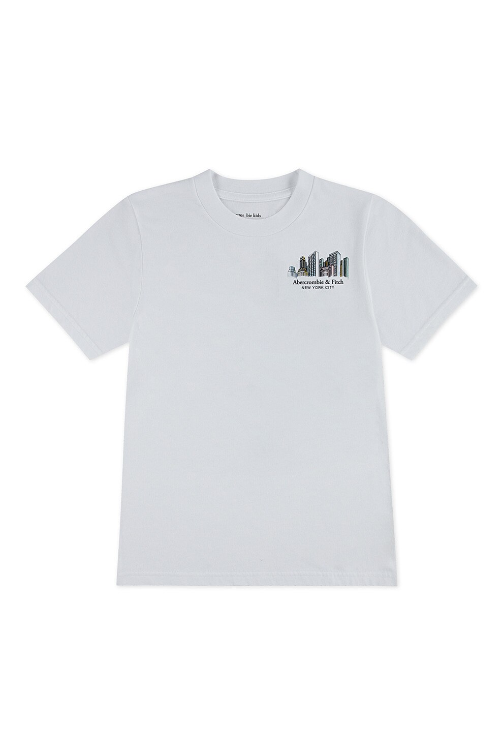 Abercrombie & Fitch, Tricou cu imprimeu pe partea din spate NYC Sketch, Gri deschis, Verde deschis, 152-160 CM