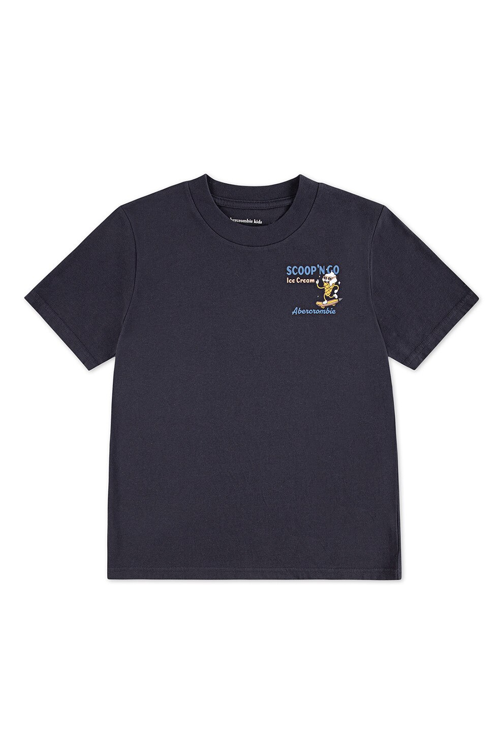 Abercrombie & Fitch, Tricou cu imprimeu pe partea din spate Scoop 'N G, Galben sofran, Negru carbon, 160-165 CM