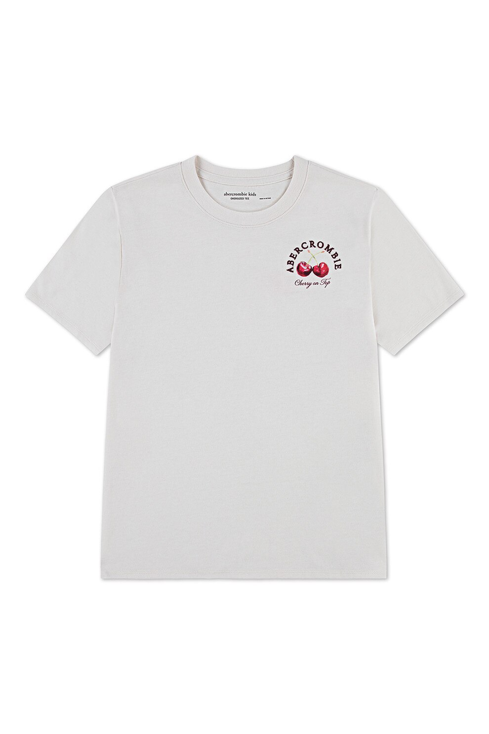 Abercrombie & Fitch, Tricou din amestec de bumbac cu imprimeu cirese, Rosu, Gri deschis, 135-142 CM