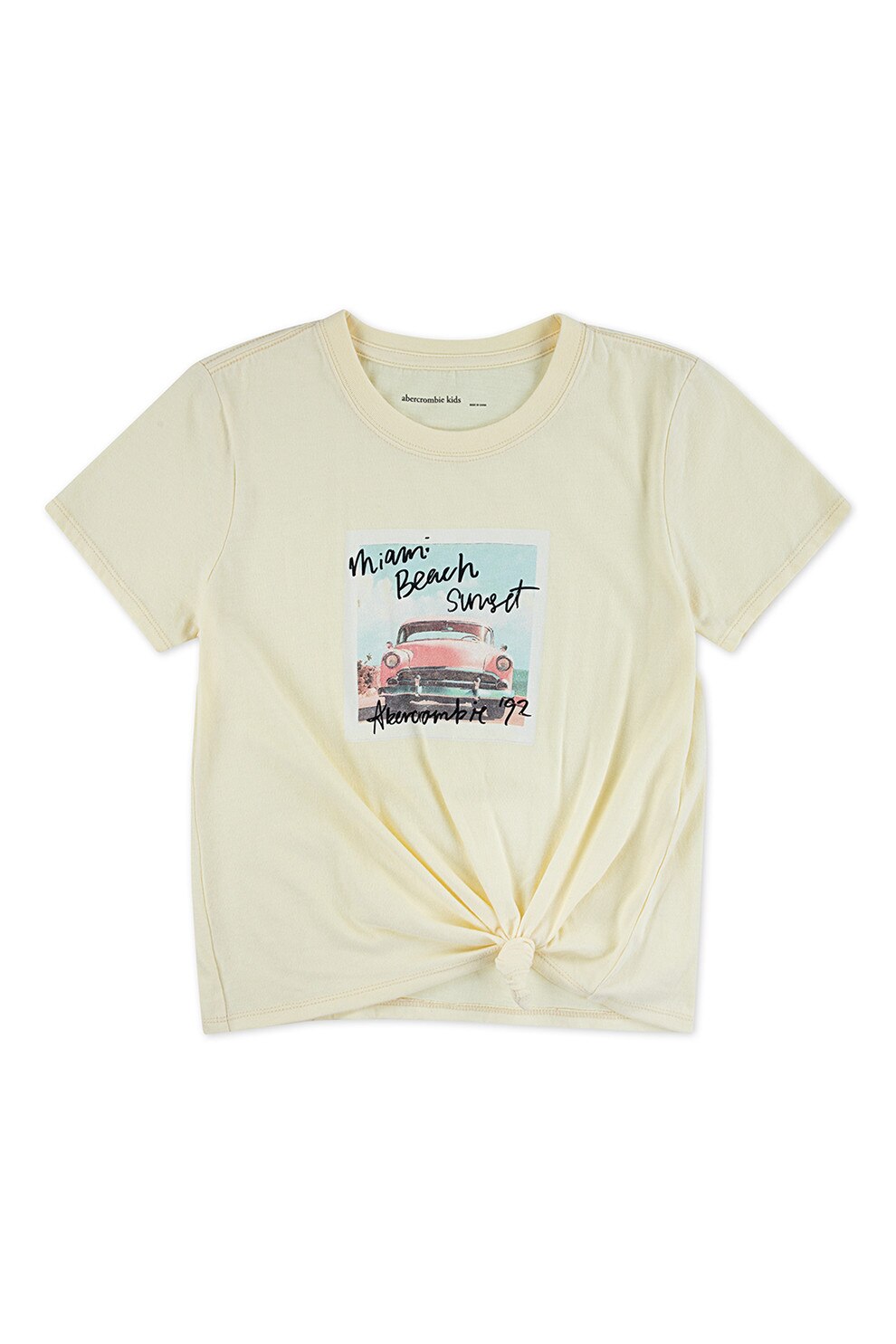 Abercrombie & Fitch, Triocu cu imprimeu si detaliu nod, Rosu, Galben pastel, 157-163 CM