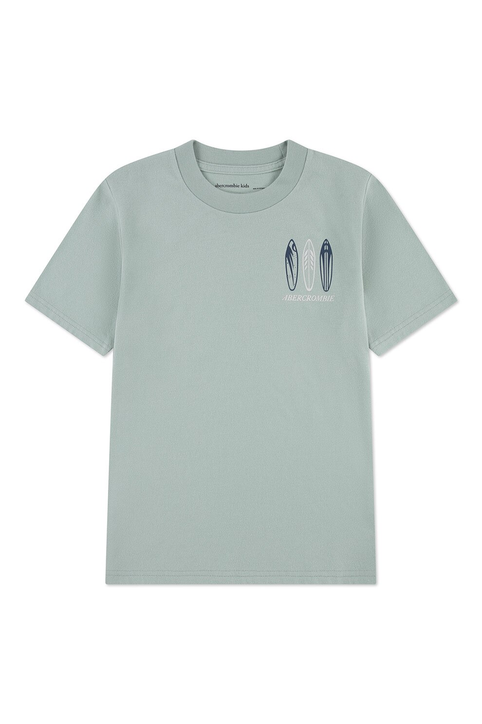Abercrombie & Fitch, Tricou cu imprimeu pe partea din spate Surfs Up, Gri cenusiu, Gri carbune, 145-152 CM