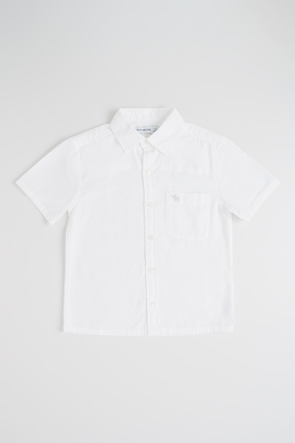 Abercrombie & Fitch, Camasa din bumbac cu model uni, Alb optic, 145-152 CM