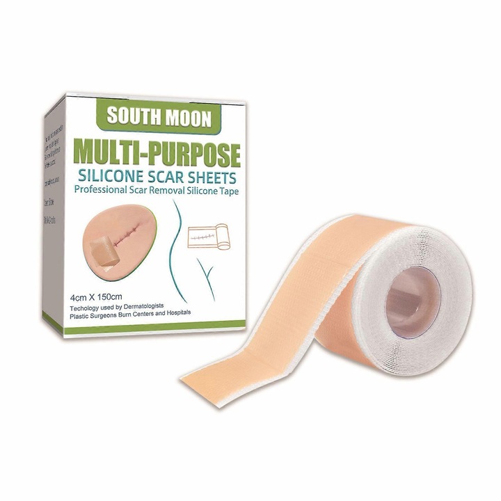 Plasturi pentru cicatrici din silicon, South Moon, 4x150cm, alb, reutilizabili