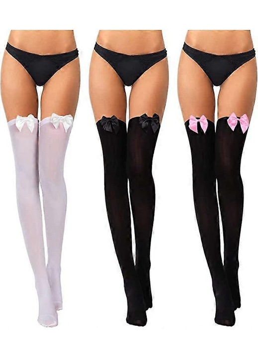 Szett 3 pár szexi combfix harisnya, többszínű, 50x17cm