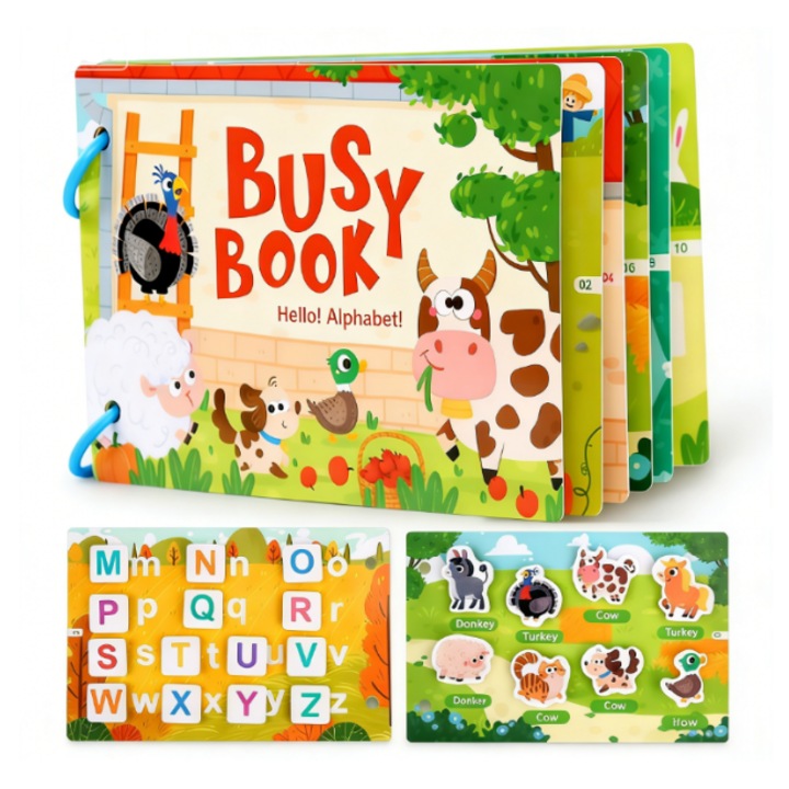 Korai Fejlesztő Csendes Könyv, Kivágásmentes Busy Book Újraragasztható Feladatokkal, Fejlesztő Játék Gyerekeknek