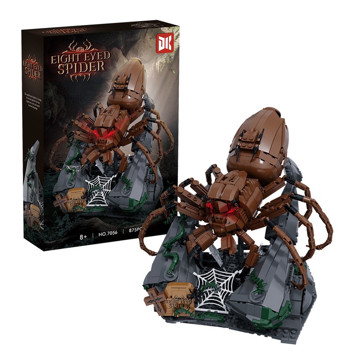 Комплект за конструиране от 875 части, паяк с червени очи, горско животно, променливи размери, за деца над 8 години