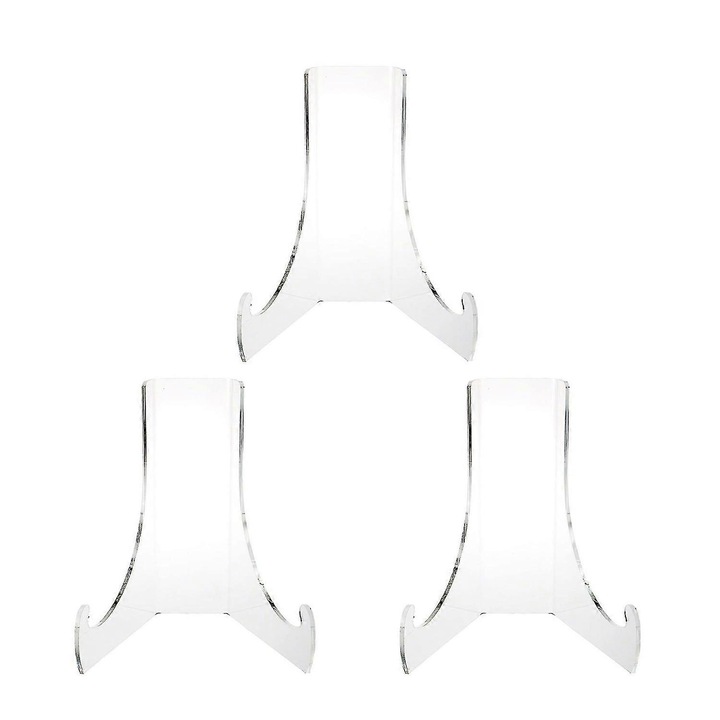Set 3 Suporturi Plate Acrilice, Stabilitate Mare, Transparent, Dimensiuni Variate