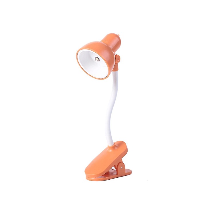 Veioza cu clip, lampa de citit portabila, flexibila, 15x3cm, portocaliu