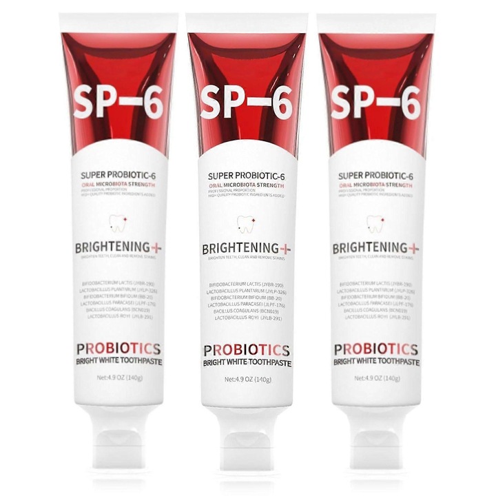 SP-6 fogkrém, fehérítő, ínyegészség, fluormentes, menta ízű, 3 darabos szett