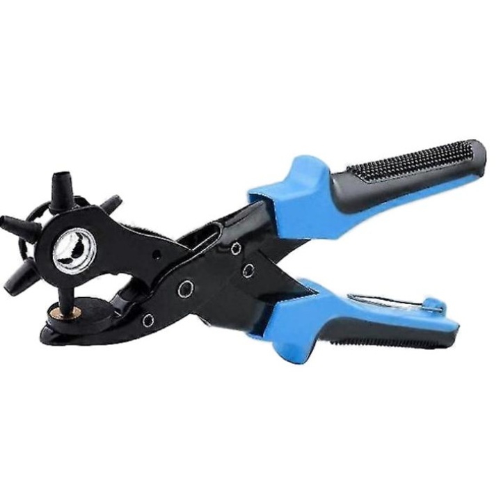 Cleste multifunctional pentru perforat piele, 6 dimensiuni, albastru si negru