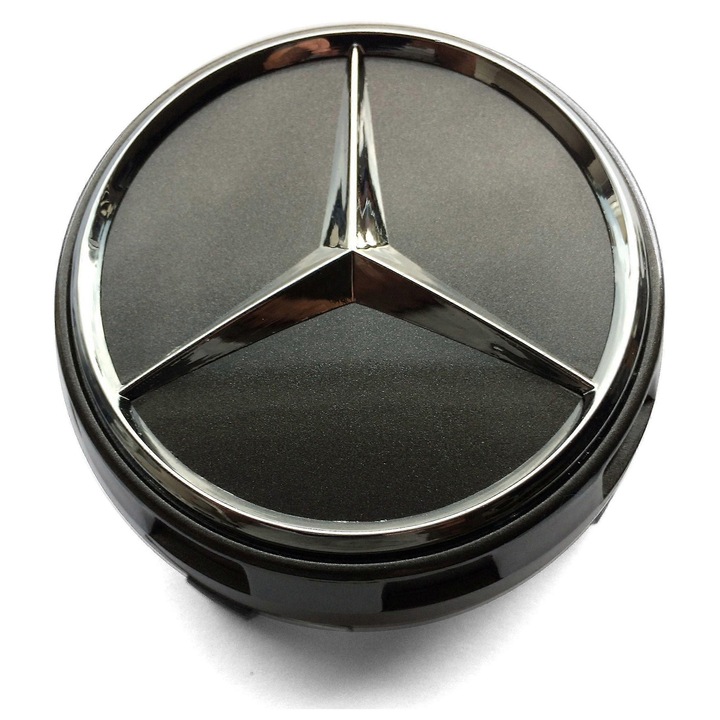 Mercedes Benz AMG kerékközép kupakok, 75 mm-es készlet, szürke, ABS műanyagból