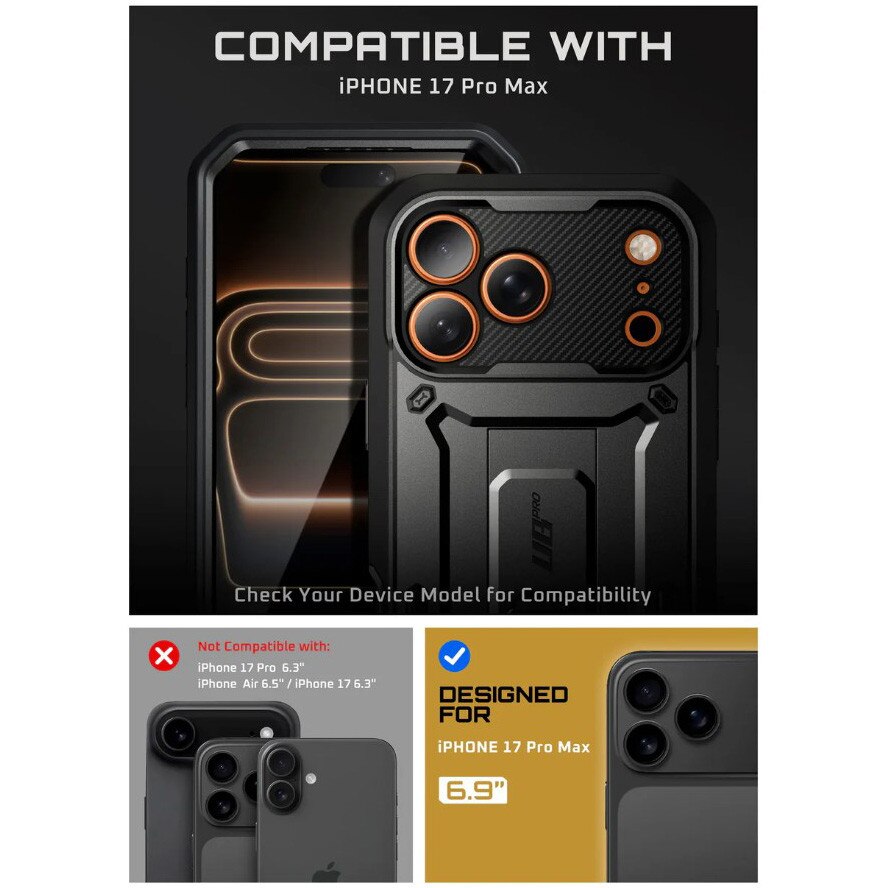 Husa de protectie Supcase Unicorn Beetle Pro pentru iPhone 17 Pro Max, Negru
