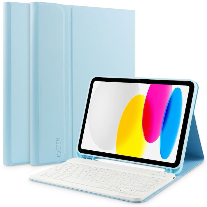 Husa de protectie Tableta Tech-Protect SC Pen + Keyboard iPad 10.9" 10 / 2022 / 11" 11 / 2025 Sky Blue