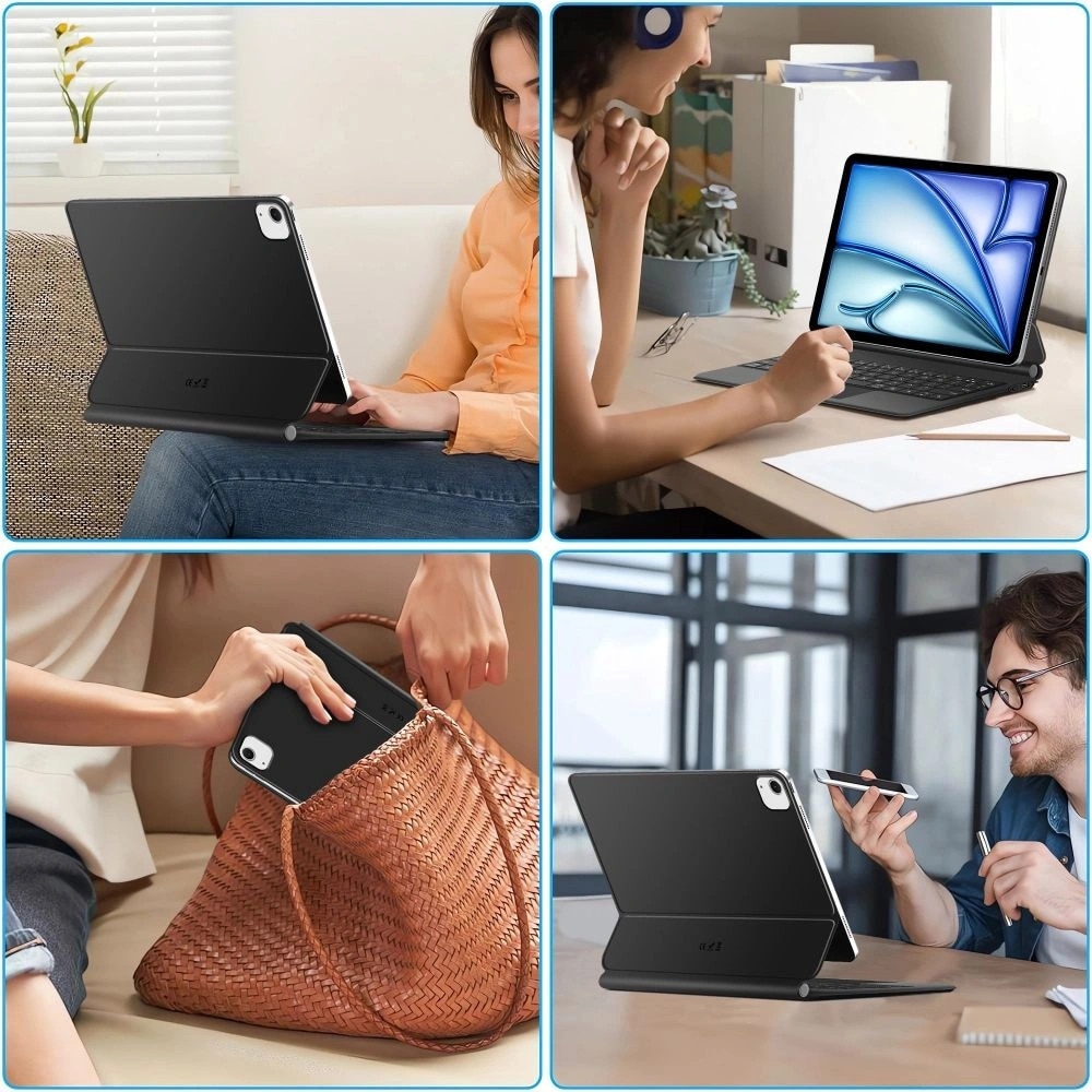 Husa de protectie tableta cu tastatura Tech-Protect Smartcase Magnetic iPad Air 10.9" 4 / 5 / 2020-2022 / 11" 6 / 7 / 2024-2025 Negru