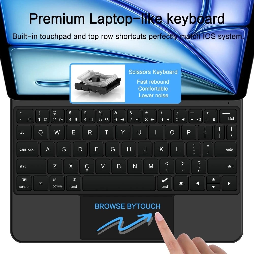 Husa de protectie tableta cu tastatura Tech-Protect Smartcase Magnetic iPad Air 10.9" 4 / 5 / 2020-2022 / 11" 6 / 7 / 2024-2025 Negru
