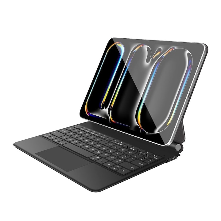 Husa de protectie tableta cu tastatura Tech-Protect Smartcase Magnetic + Keyboard iPad Pro 11" 5 / 6 2024-2025 Negru