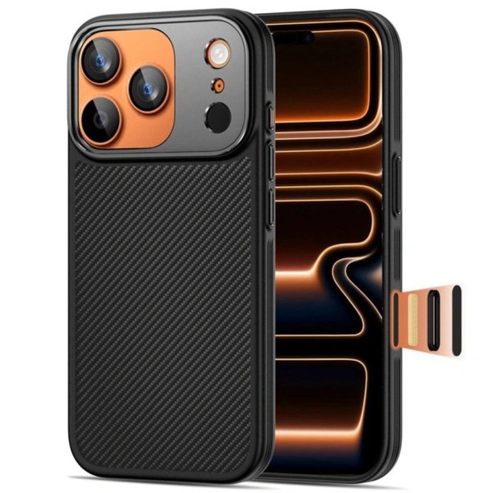 Husa de protectie Tech-Protect Kevlar Aramid CC Magsafe pentru iPhone 17 Pro Max, Negru