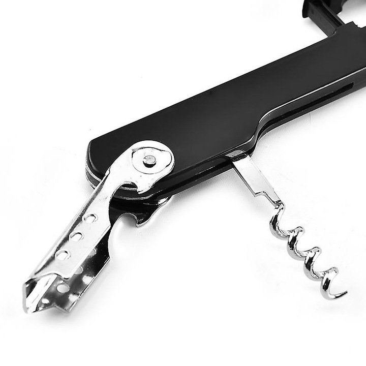 Тирбушон с резачка за фолио, черен/сребрист