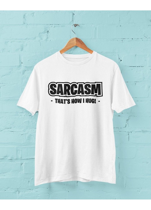 Férfi póló, szarkasztikus, ironikus ötlet, fehér, pamut