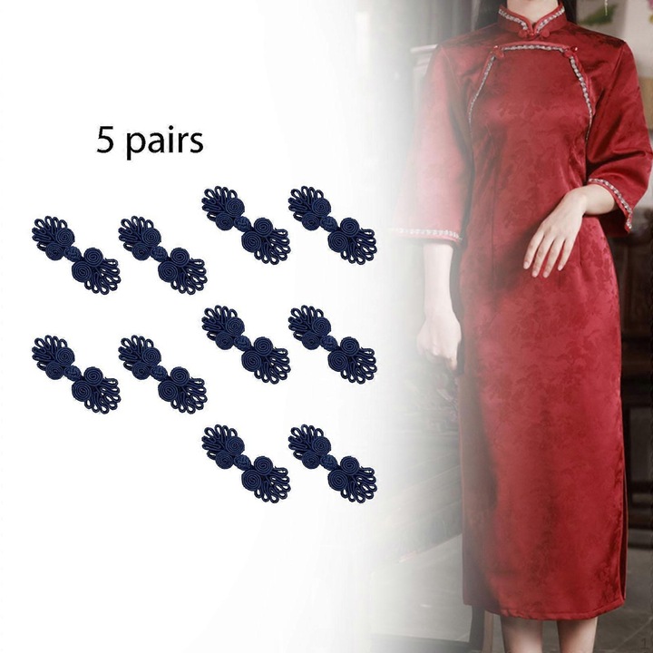 Hagyományos kínai gombok, 5 pár, nejlon, 6cmx2.5cm, elegáns design