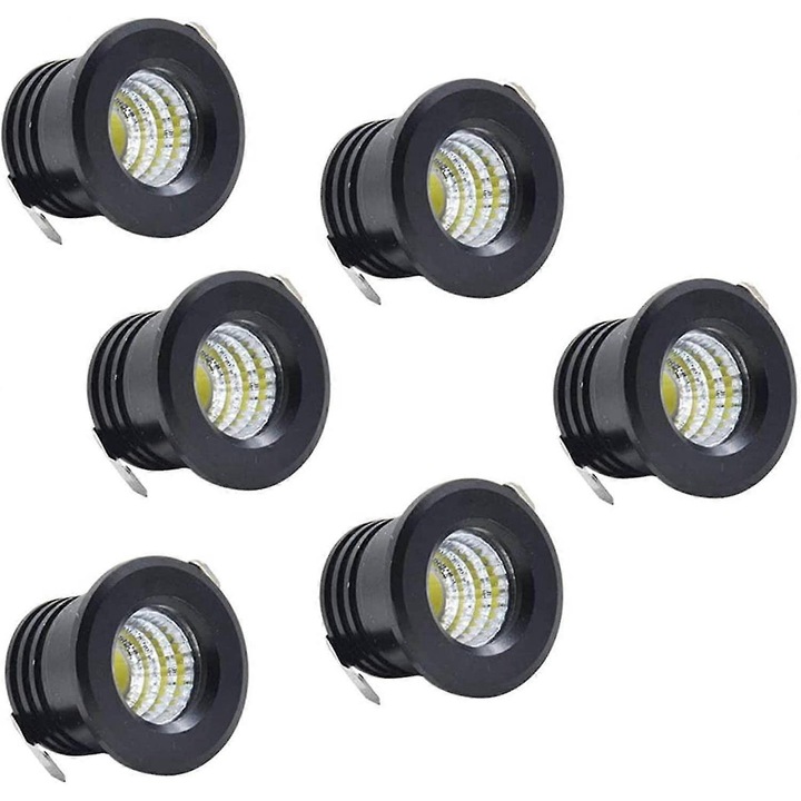 Set 6 Spoturi LED, incastrate, 3W, Alb Cald, 38mm